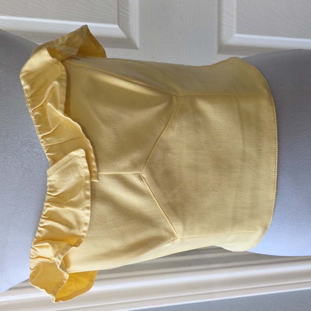 Dixiefried PUG Retro 50s Yellow Ruffled Bustier tiki Top L